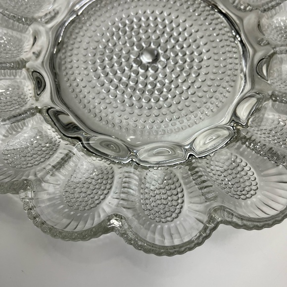 Hobnail Clear Glass Deviled Egg Serving Dish - Picture 3 of 8